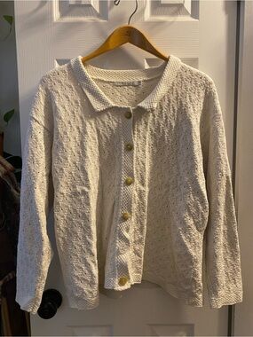 Tweeds Cream Knit Button-Front Cardigan
